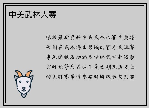 中美武林大赛